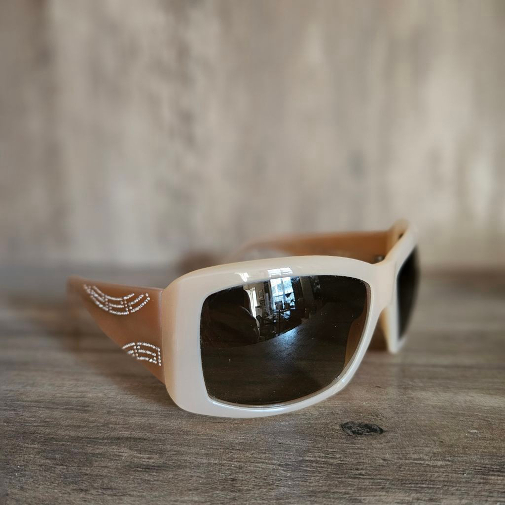 Versace Swarovski Rhinestone Pink Beige Square Sunglasses 4130-B
